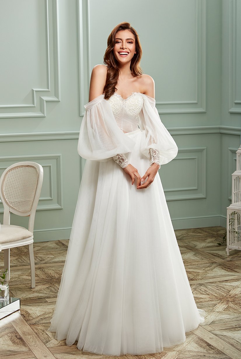 SKY - Modelo de vestido de novia Helen con mangas globo 