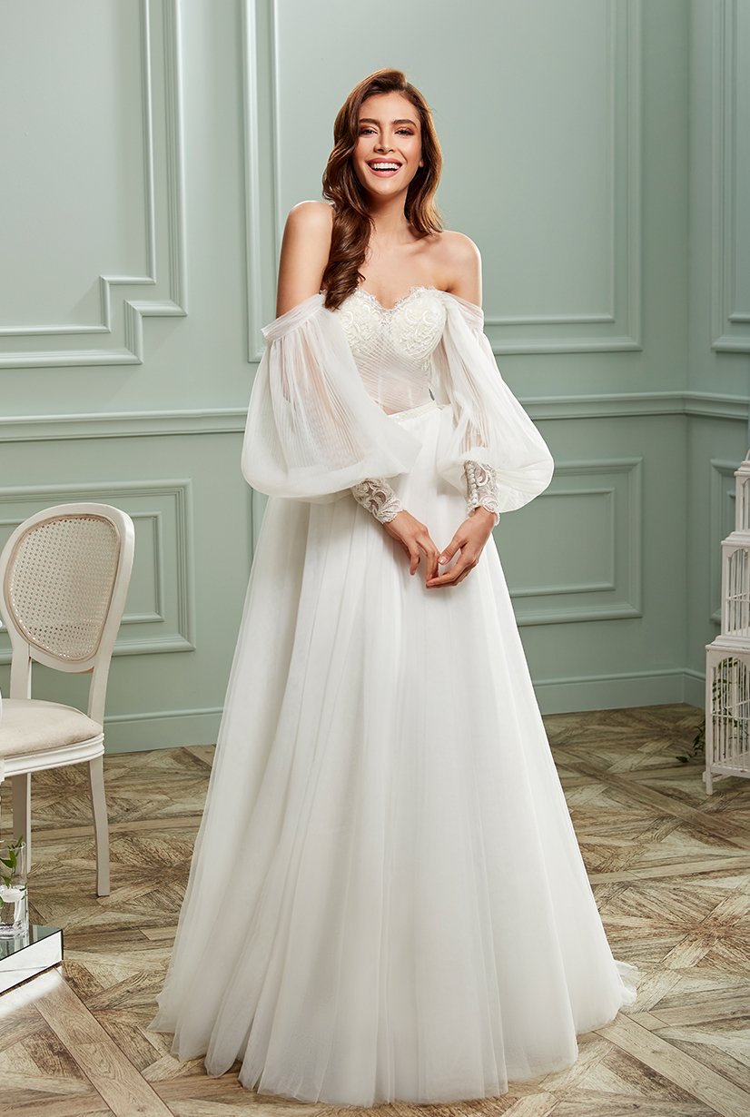 SKY - Modelo de vestido de novia Helen con mangas globo SKY - Modelo de vestido de novia Helen con mangas globo