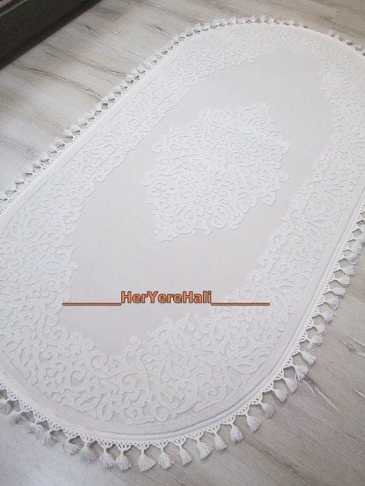 Saray Halı HerYereHalı Saray Halı Asil 12677R1 Krem Oval 100x200 cm