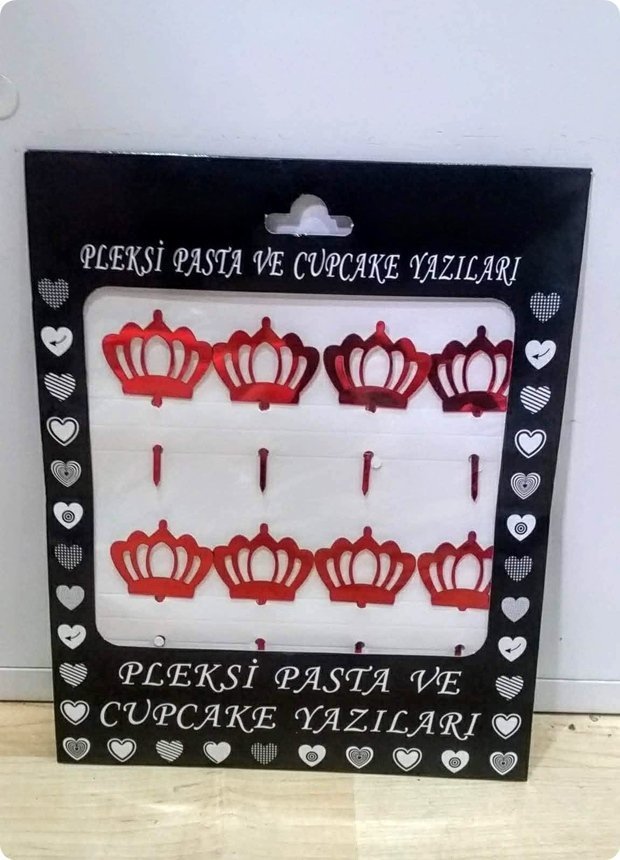 8 Li Delikli Pleksi taç ayna cup cake, pasta süsü Sunum ve Süsleme