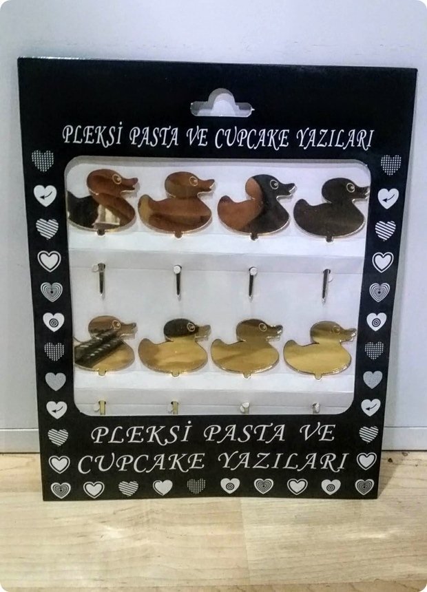 8 Li Ördek Pleksi ayna cup cake, pasta süsü Sunum ve Süsleme e