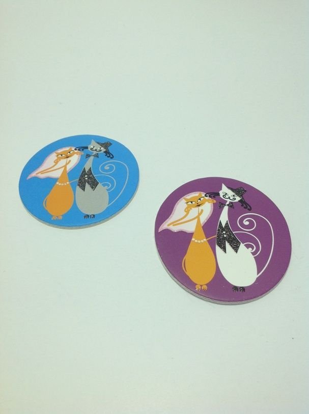 20 li Decota kedi figürlü Sticker (oval sticker) AhşapDecota Ürünler