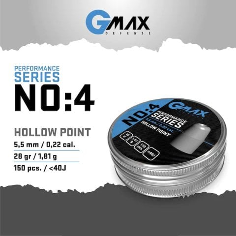 Gmax Defense 5.5mm 28gr 1.81g NO:4 Havalı Tüfek Mermisi