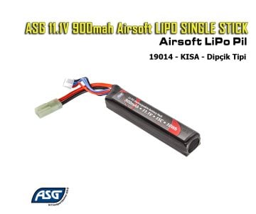 ASG 11.1V 900mah Airsoft LIPO SINGLE STICK (19014)