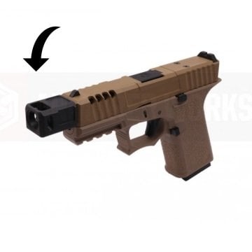 AW, WE Glock Kompensatör + Dış Namlu Kiti (COMPACT / MODEL 2 / SİYAH)