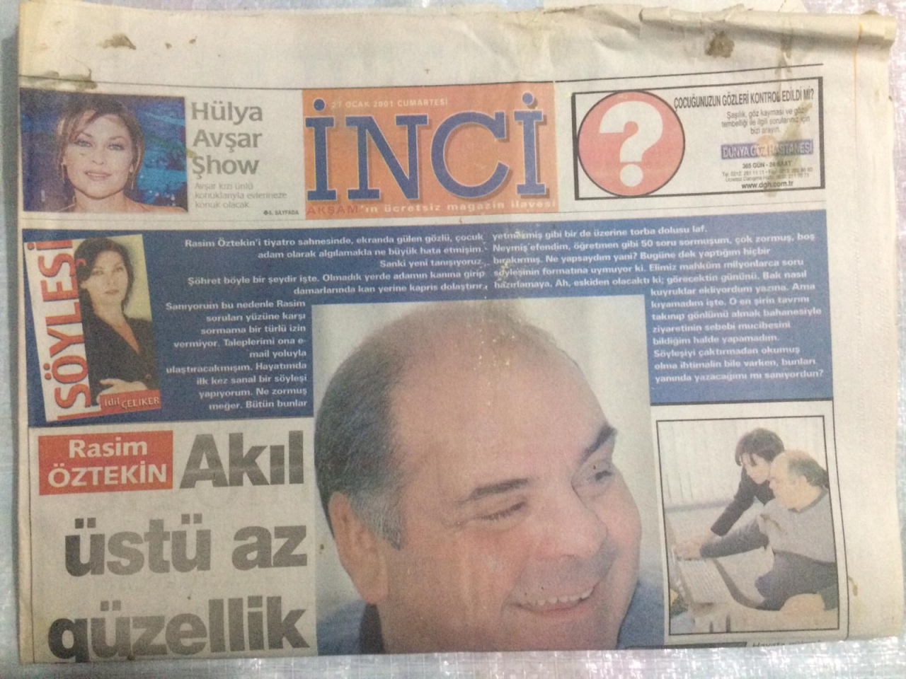 Tercüman Gazetesi İnci Magazin Eki 27 Ocak 2001 Rasim ÖztekinAkıl