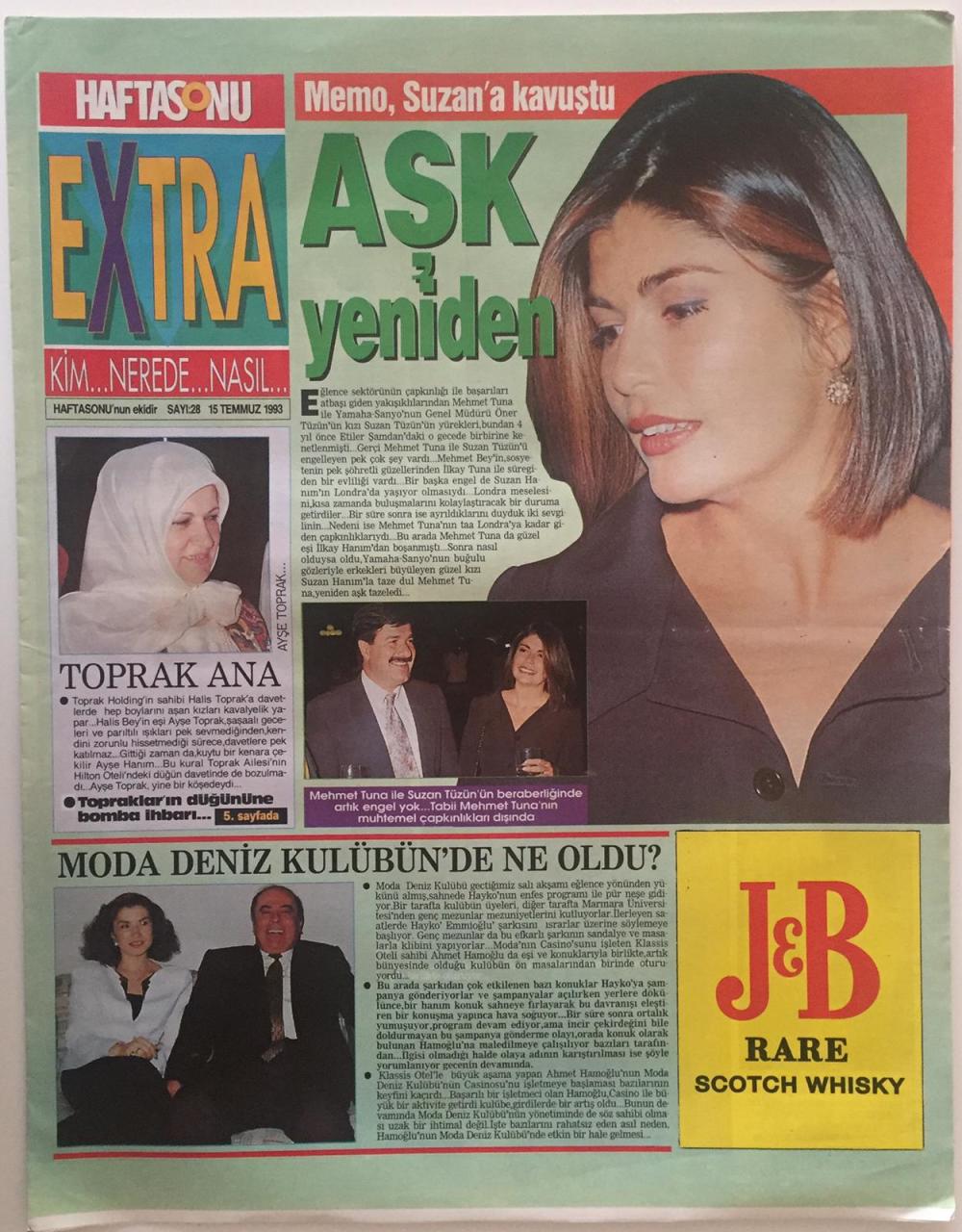 Haftasonu Gazetesi Extra Eki 15 Temmuz 1993 Memo, Suzan�a Kavuştu