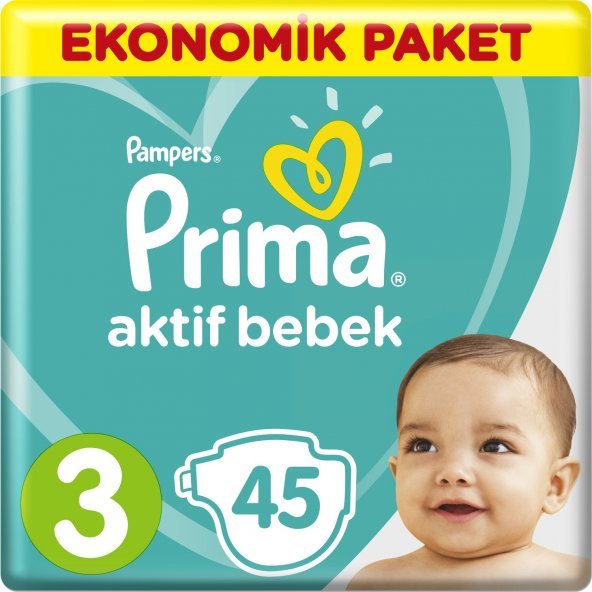 Prima Bebek Bezi Aktif Bebek 3 Beden 45 Adet Ekonomik Paket Bebegen