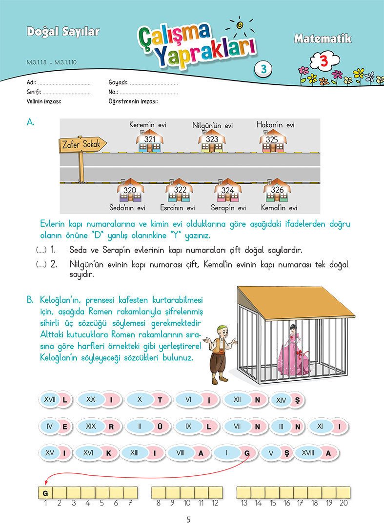 3. Sınıf Matematik Etkinlikli Soru Bankası Çalışma Yaprakları