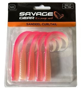 Savage Gear LB Sandeel Curltail 10cm Pink Glow Back 5 Adet