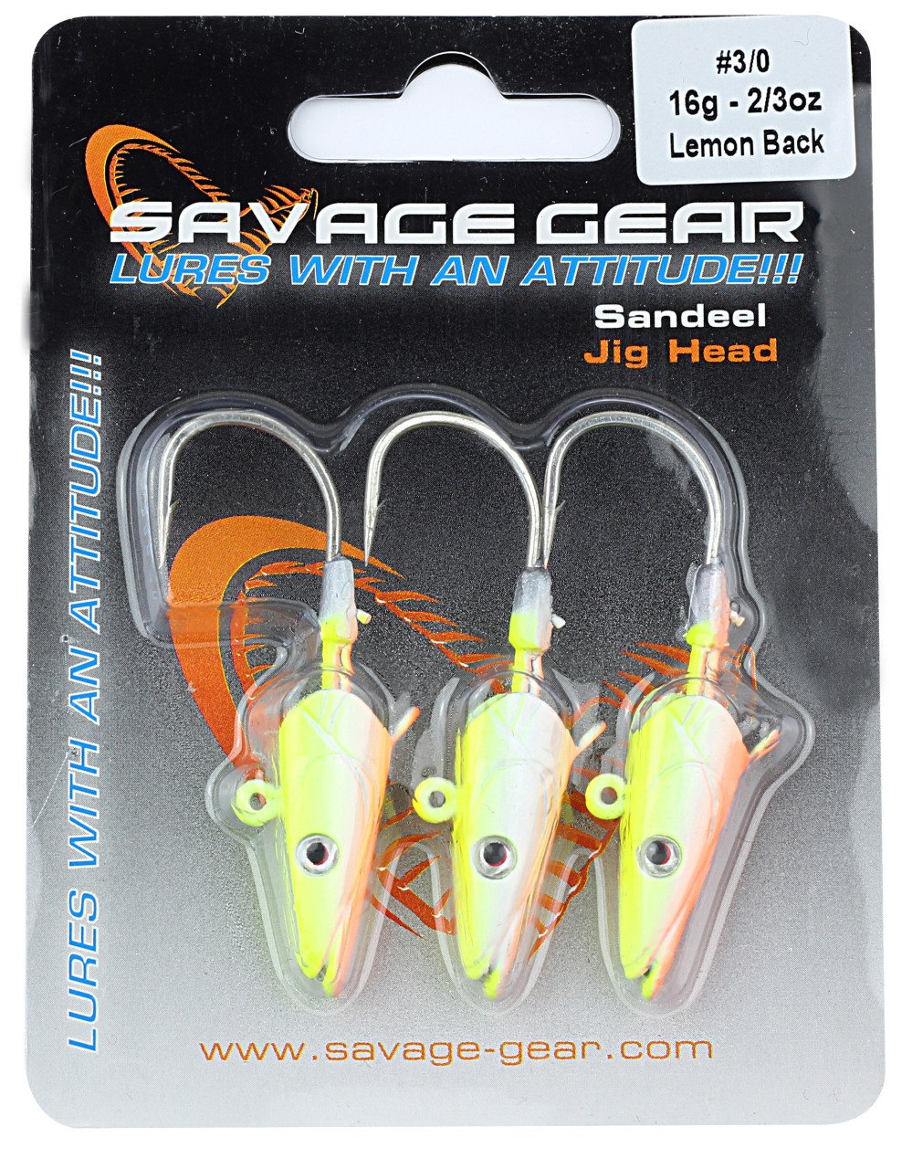 Savage gear Sandeel Jig Head 16g 3/0 - 3pcs Lemon Back Suni Yem