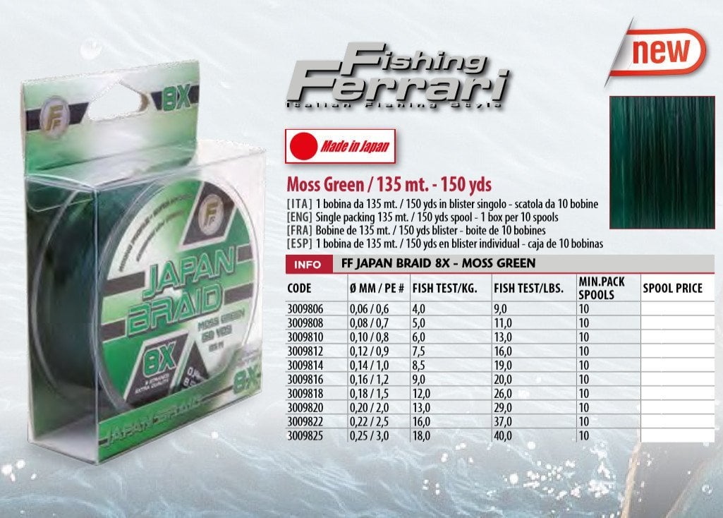 Lineaeffe Japan Braid Green 135 mt 8 Örgü ip 0,10mm