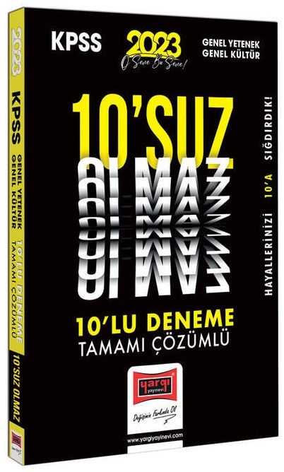 Yargı 2023 KPSS Genel Yetenek Genel Kültür 10 suz Olmaz 10 Deneme Çözümlü Yargı Yayınları
