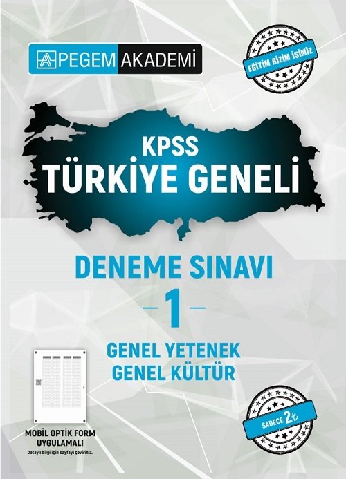 Pegem 2021 KPSS Genel Yetenek Genel Kültür Türkiye Geneli Deneme-1 Pegem Akademi Yayınları