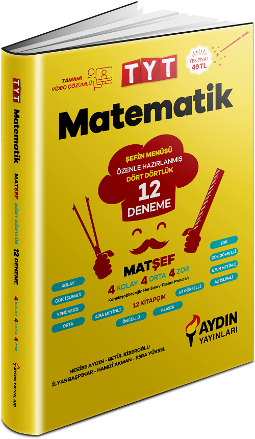 Aydın YKS TYT Matematik Matşef 12 Deneme Video Çözümlü Aydın Yayınları Aydın YKS TYT Matematik Matşef 12 Deneme Video Çözümlü Aydın Yayınları