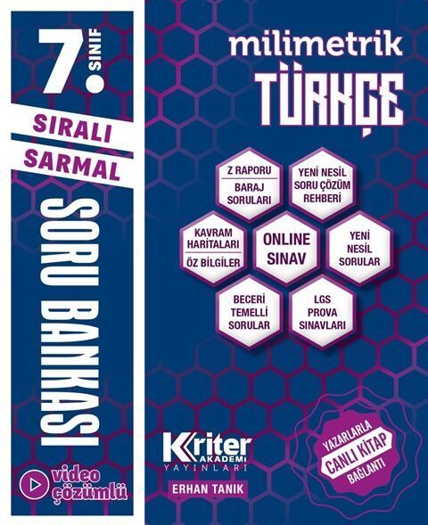 Kriter Akademi 7. Sınıf Türkçe Milimetrik Soru Bankası Video Çözümlü Kriter Akademi Yayınları