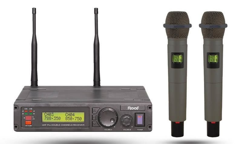 Roof R-1200 Dijital UHF Çift EL Telsiz Kablosuz Mikrofon Roof R-1200 Dijital UHF Çift EL Telsiz Kablosuz Mikrofon