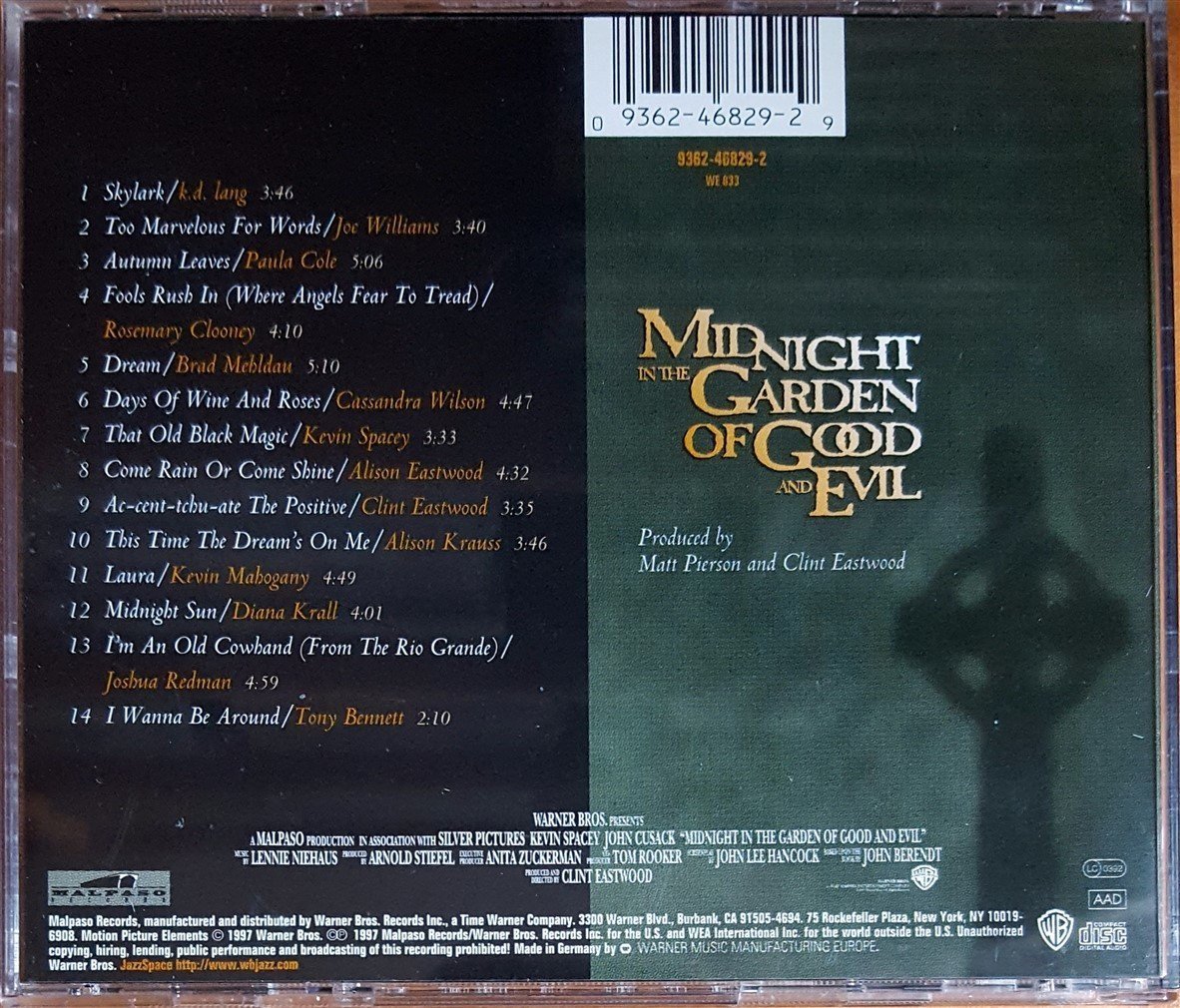Midnight In The Garden Of Good And Evil Soundtrack MIDNIGHT IN THE GARDEN OF GOOD AND EVIL SOUNDTRACK / K.D. LANG, JOE