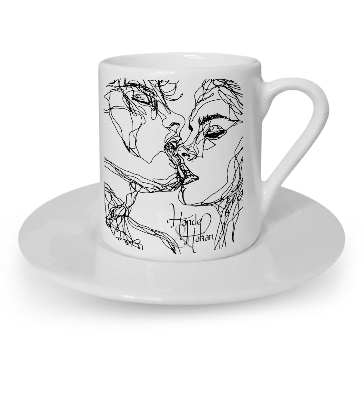 Kişiye Özel Two Lovers Tasarımlı Türk Kahvesi Fincanı 1