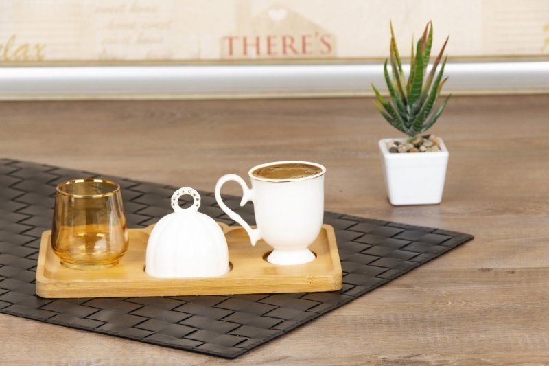 Bambu Tepsili Tekli Fincan Takımı