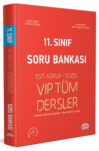 Editor Yayinevi 11 Sinif Vip Tum Dersler Esit Agirlik Sozel Soru Bankasi Kirmizi Kitap