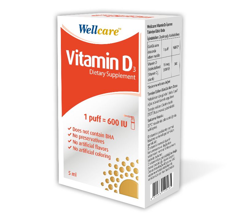 Wellcare Vitamin D3600 IU 5ml Sprey40,00 TL