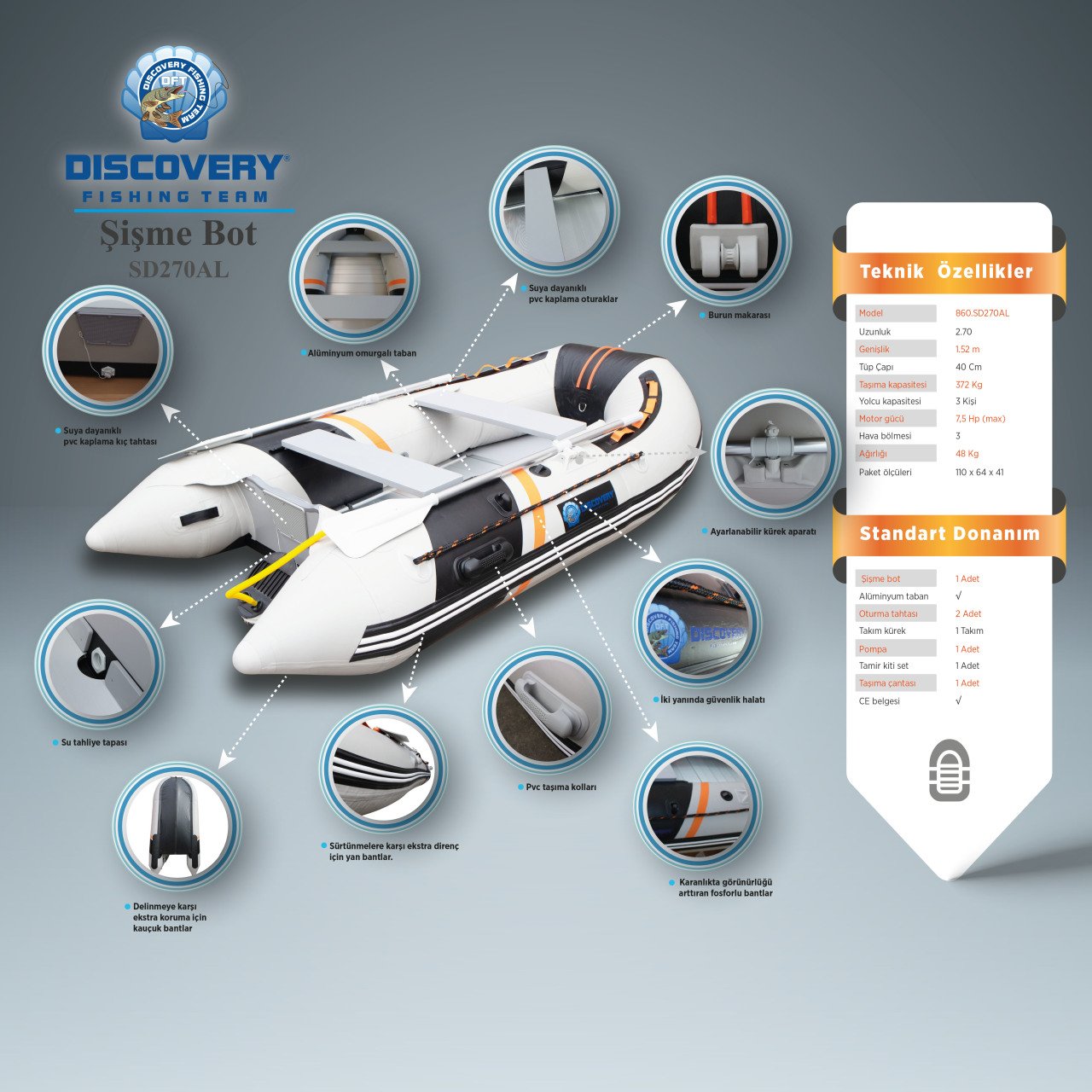 DFT Şişme Bot SD270AL 270cm Alüm Taban