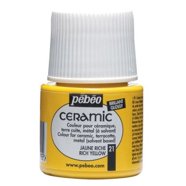 Pebeo Cam Ceramic Seramik Boyası 21 Rich Yellow-Zengin Sarı 45ML.