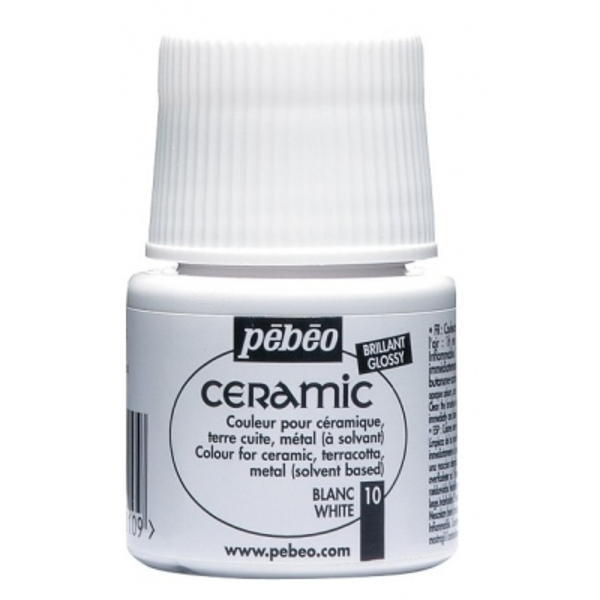 Pebeo Cam Ceramic Seramik Boyası 10 White-Beyaz 45ML.
