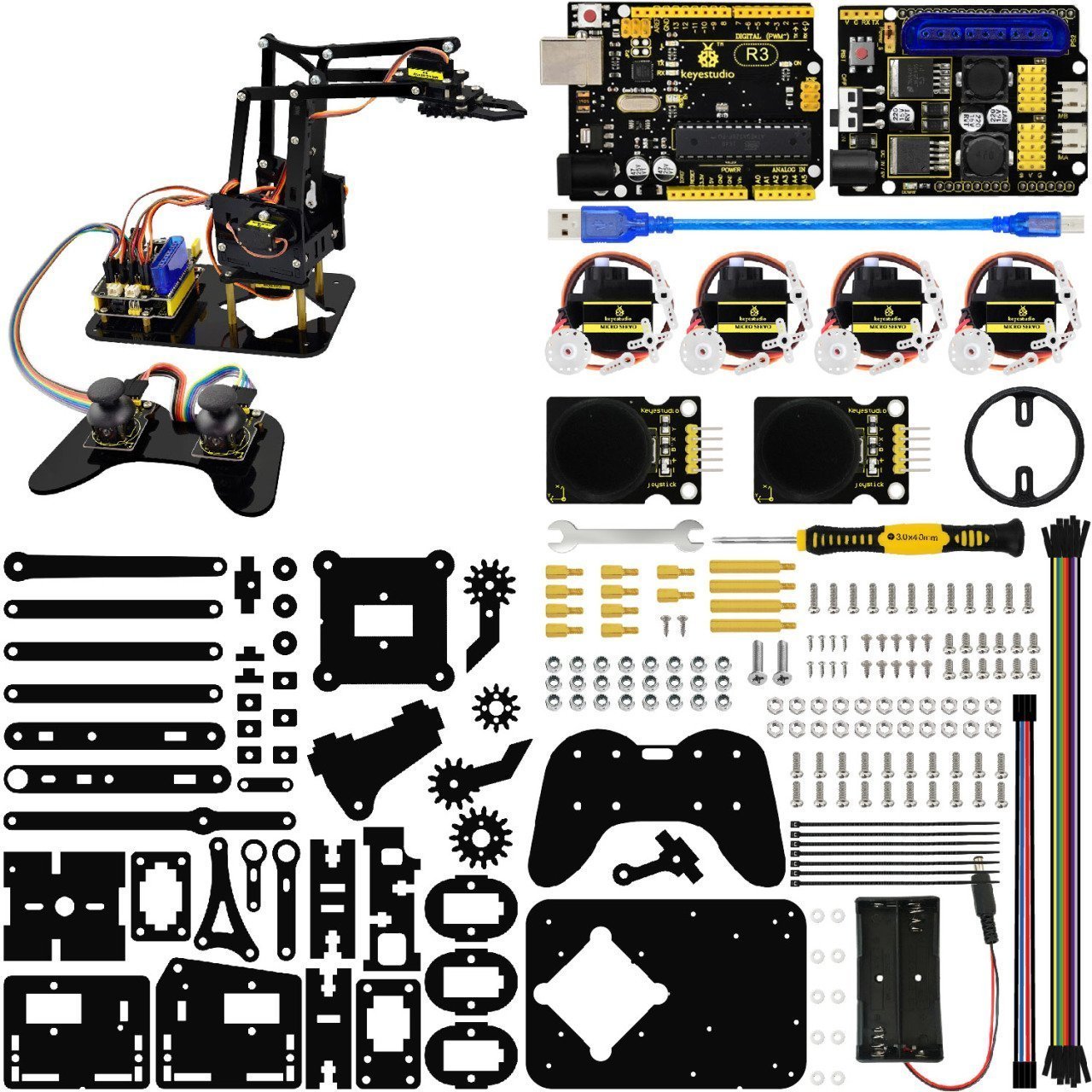 Keyestudio 4DOF Akrilik Robot Mekanik Kol Seti Satın Al ...