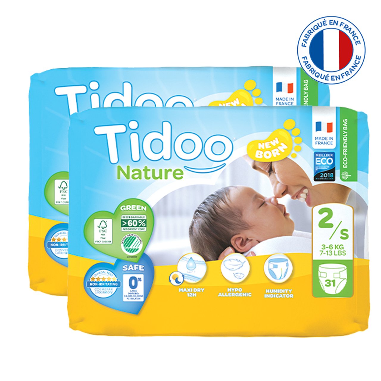 Tidoo Nature Bebek Bezi Yenidoğan 2 Beden Numara 36 kg 31x2 62 Adet