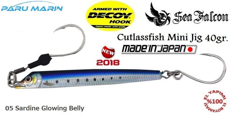 Sea Falcon Cutlassfish Jig Mini 40gr. 05 Sardine Glowing Belly Sea Falcon Cutlassfish Jig Mini 40gr. 05 Sardine Glowing Belly