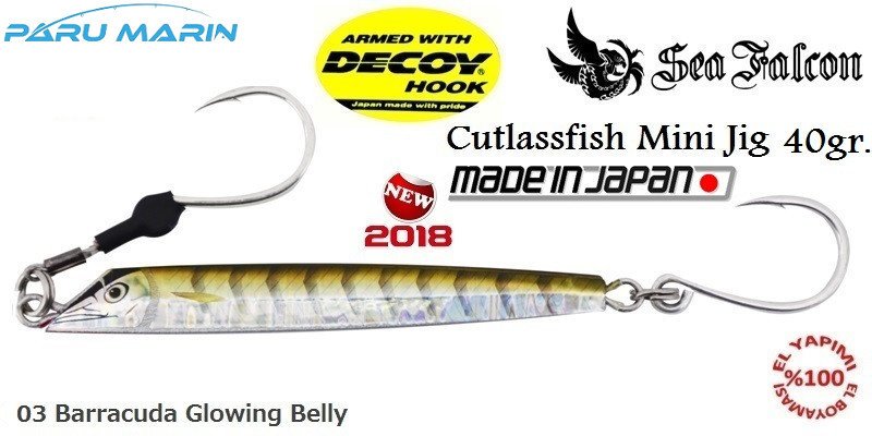 Sea Falcon Cutlassfish Jig Mini 40gr. 03 Barracuda Glowing Belly Sea Falcon Cutlassfish Jig Mini 40gr. 03 Barracuda Glowing Belly