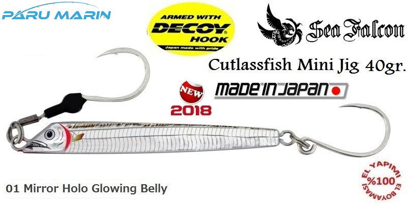 Sea Falcon Cutlassfish Jig Mini 40gr. 01 Mirror Holo Glowing Belly Sea Falcon Cutlassfish Jig Mini 40gr. 01 Mirror Holo Glowing Belly