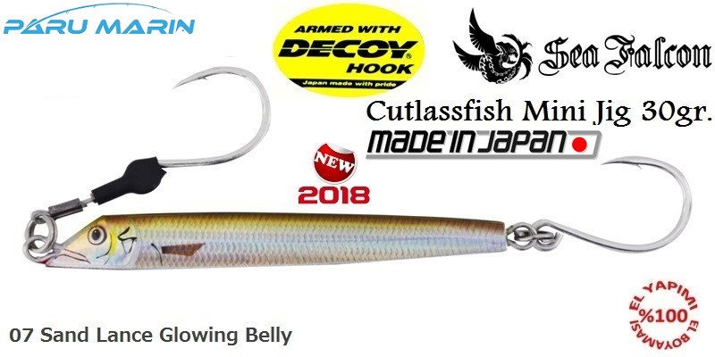 Sea Falcon Cutlassfish Jig Mini 30gr. 07 Sand Lance Glowing Belly Sea Falcon Cutlassfish Jig Mini 30gr. 07 Sand Lance Glowing Belly