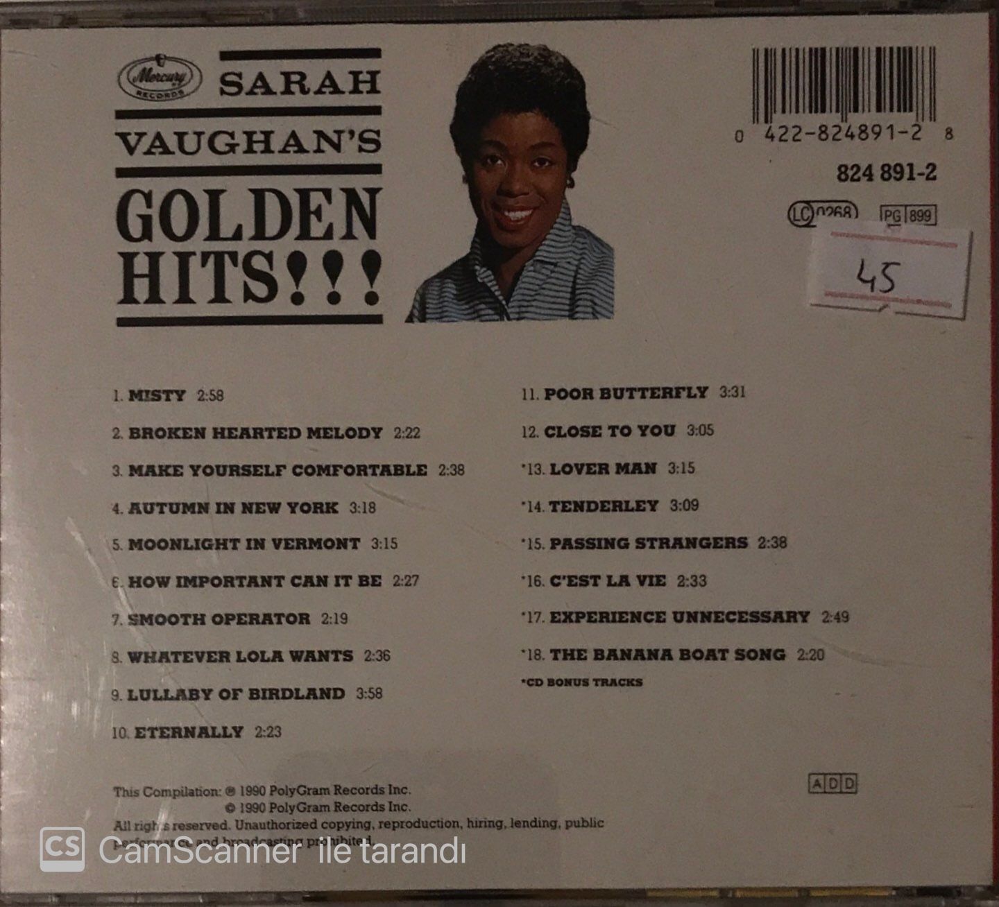 Sarah Vaughan Golden Hits CD Plak Satın Al