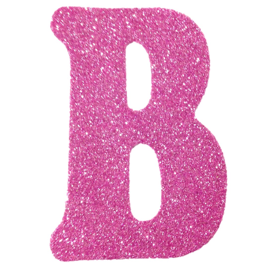 B Harfi Pembe Simli Eva 12 cm Eva Harf Sticker
