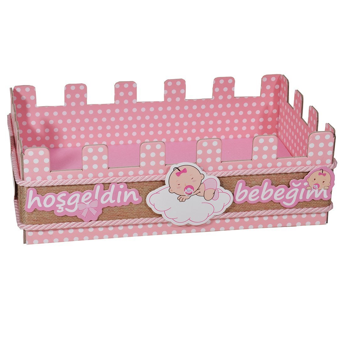 PartiPan Bebek Sepeti Çit Pembe Kız Bebek Baby Shower Malzemeleri