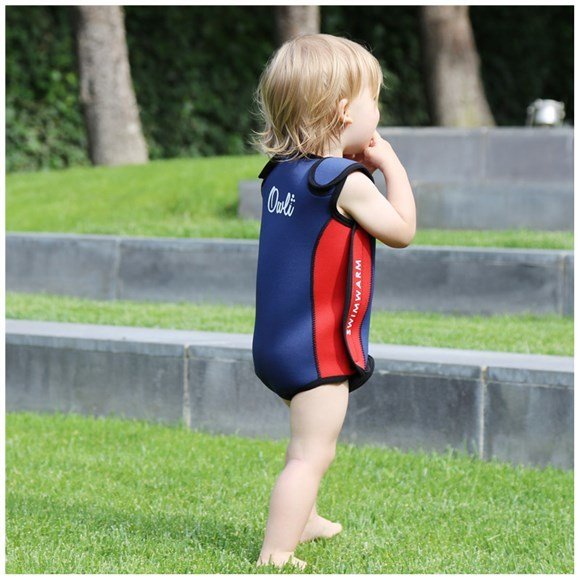 Owli Swimwarm Üşütmeyen Bebek Mayosu LacivertKırmızı UV Korumalı