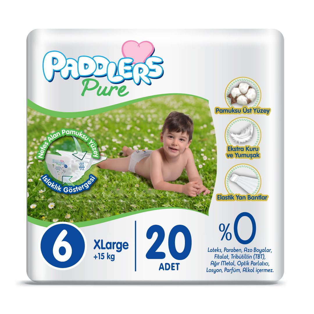 Paddlers Pure 6 Numara Bebek Bezi 20 Adet 6 Numara Bebek Bezi