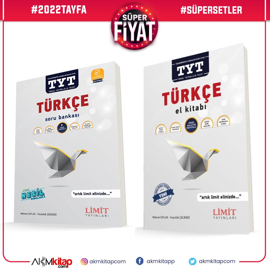 Limit Yayınları TYT Türkçe Soru Bankası Ve Türkçe El Kitabı 2 Kitap Set ...