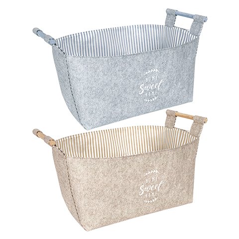 Alas Keçe Dikdörtgen Tahta Saplı Maxi Sepet 25x15x18 Cm