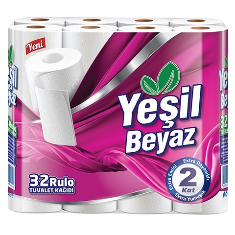 Yesil Beyaz Cift Katli 32 Li Rulo Tuvalet Kagidi Fiyati