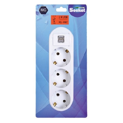 Smart Socket 2 USB'li 3'lü Golyat