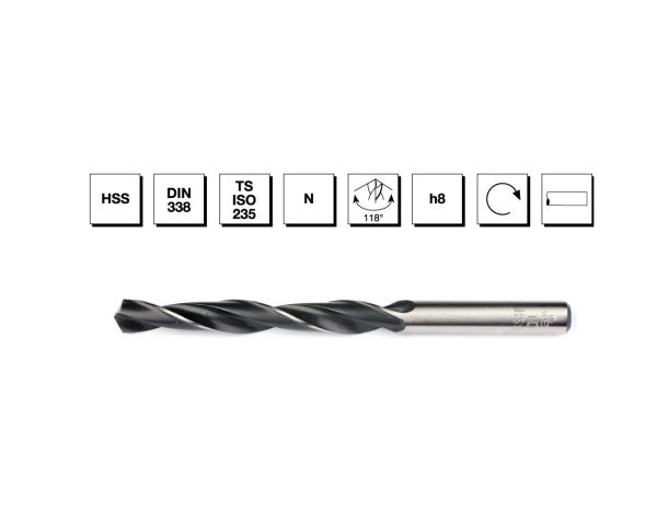 HSS DIN 338 Silindirik Saplı Kısa Matkap Ucu 11 mm - HADDELİ