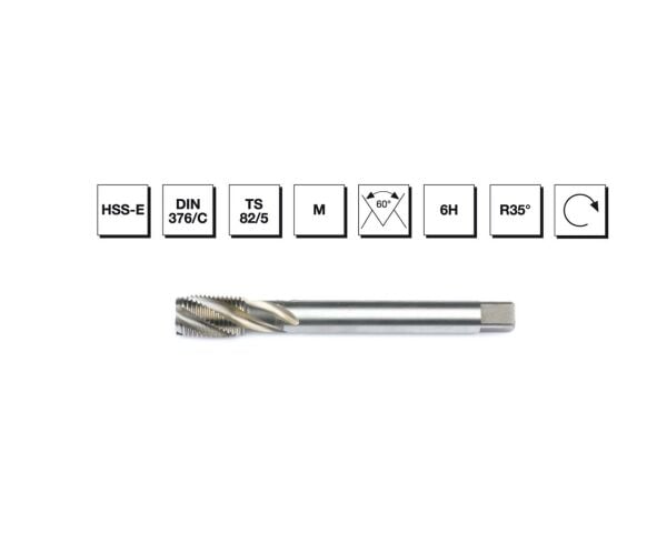 HSS - E DIN 376/C Metrik Normal Vidalı Helis Kanallı Makina Kılavuzu M24