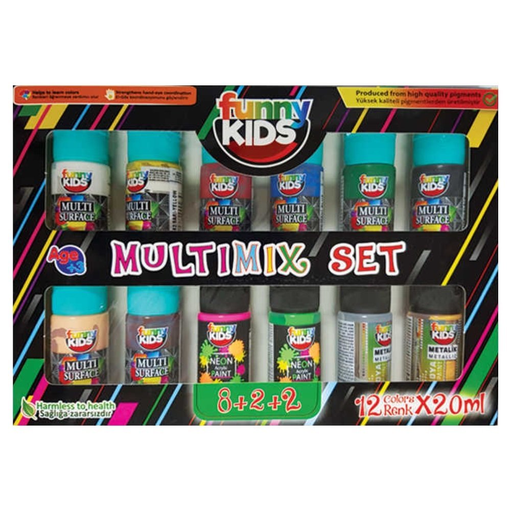 Funny Kids Multimix 8 2 2 Akrilik Boya Seti 12 Li Eofiskirtasiye Com