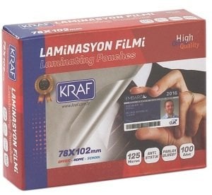 Kraf 78x102 mm Laminasyon Filmi 125 mic 100'lü