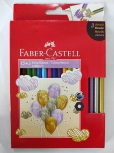 Faber Castell Kuru Boya Metalik Renk Hediyeli 15+3