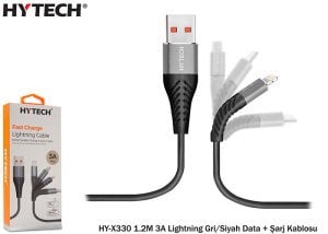 Hytech HY-X330 1.2M 3A Lightning Gri/Siyah Data +